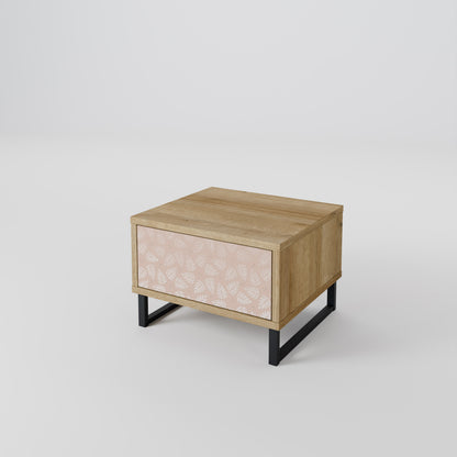 LEAVES ON BEIGE Nightstand in Oak Effect