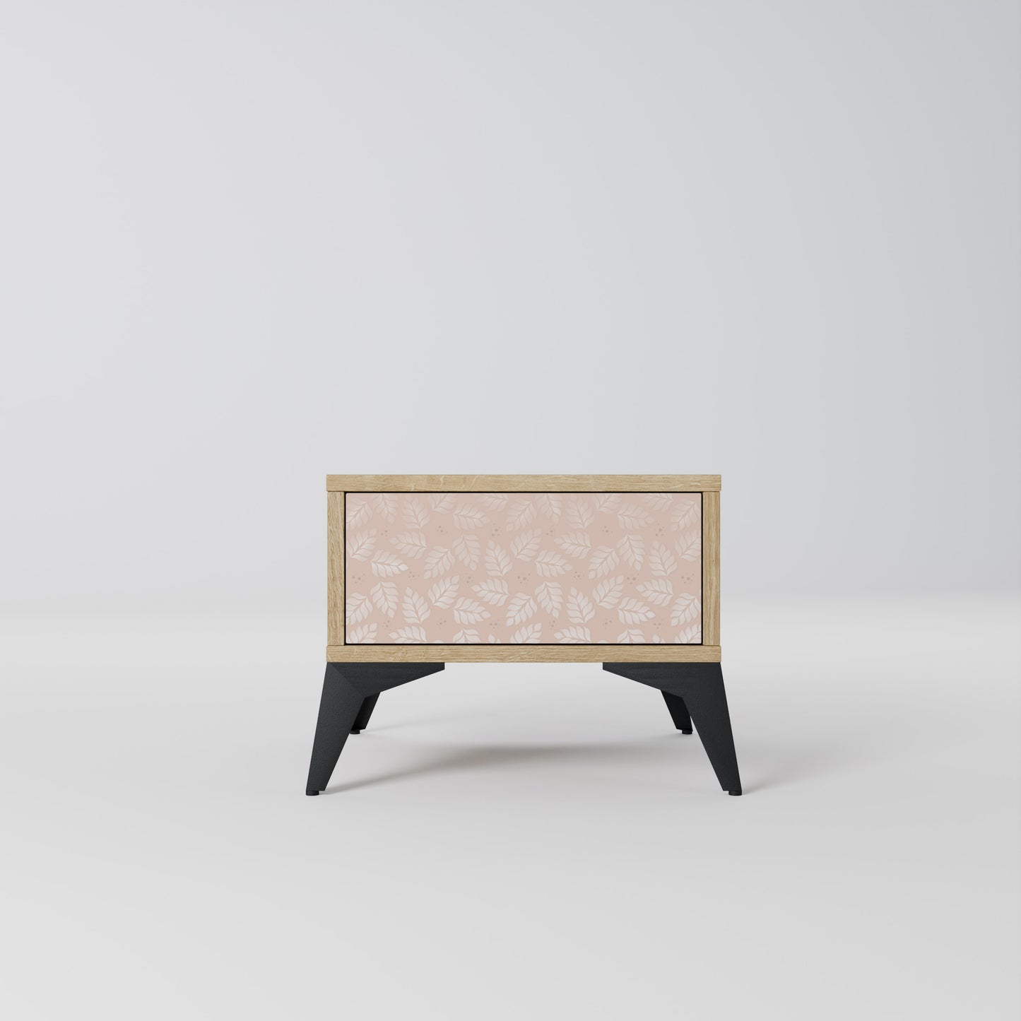 LEAVES ON BEIGE Nightstand in Oak Effect