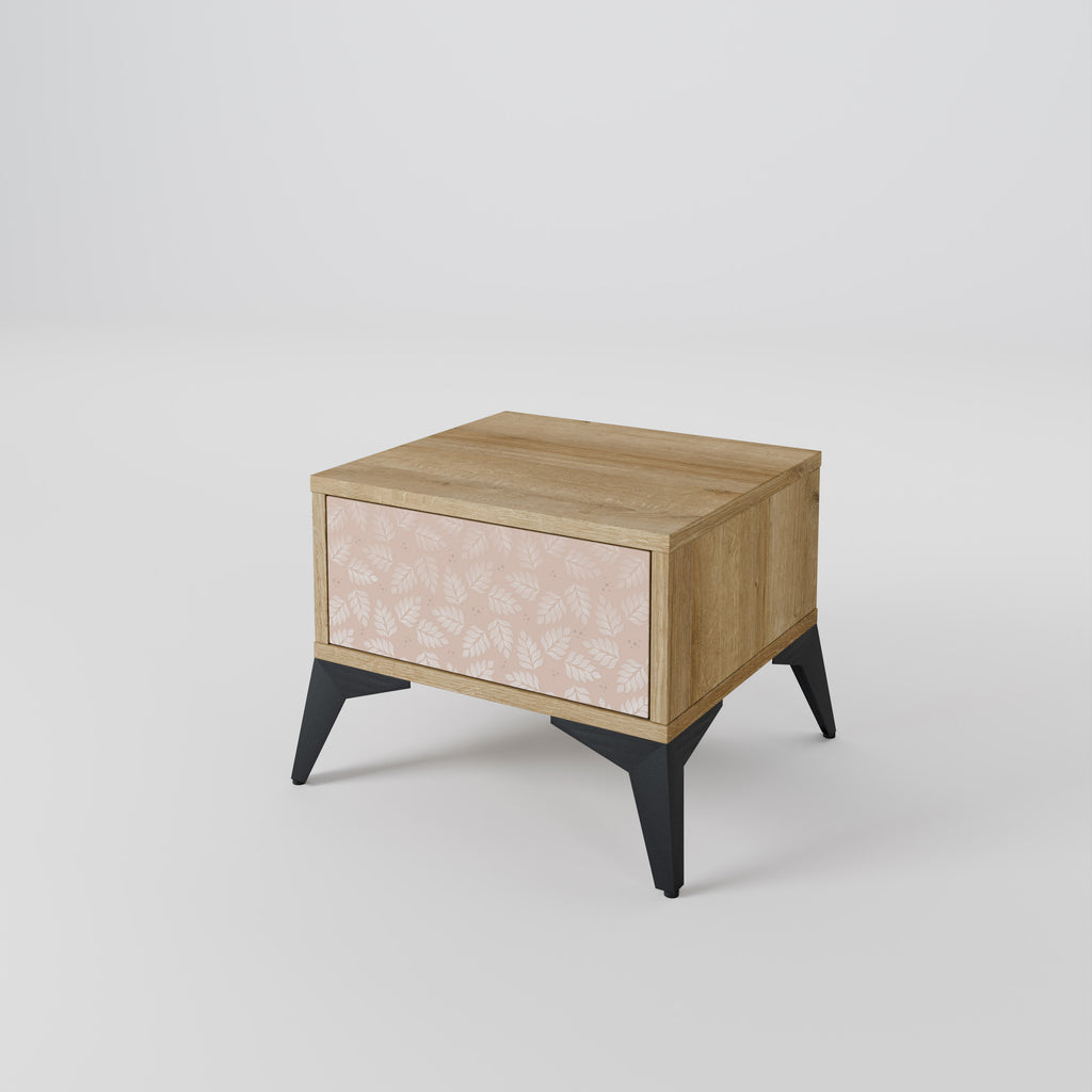 LÖV PÅ BEIGE Nattduksbord i Oak Effect