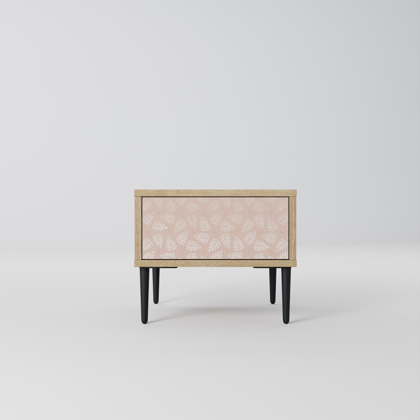 LEAVES ON BEIGE Nightstand in Oak Effect