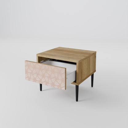 LEAVES ON BEIGE Nightstand in Oak Effect
