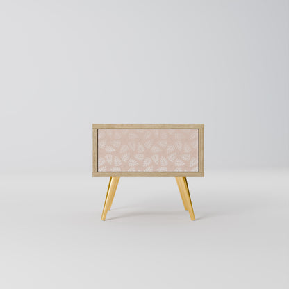LEAVES ON BEIGE Nightstand in Oak Effect