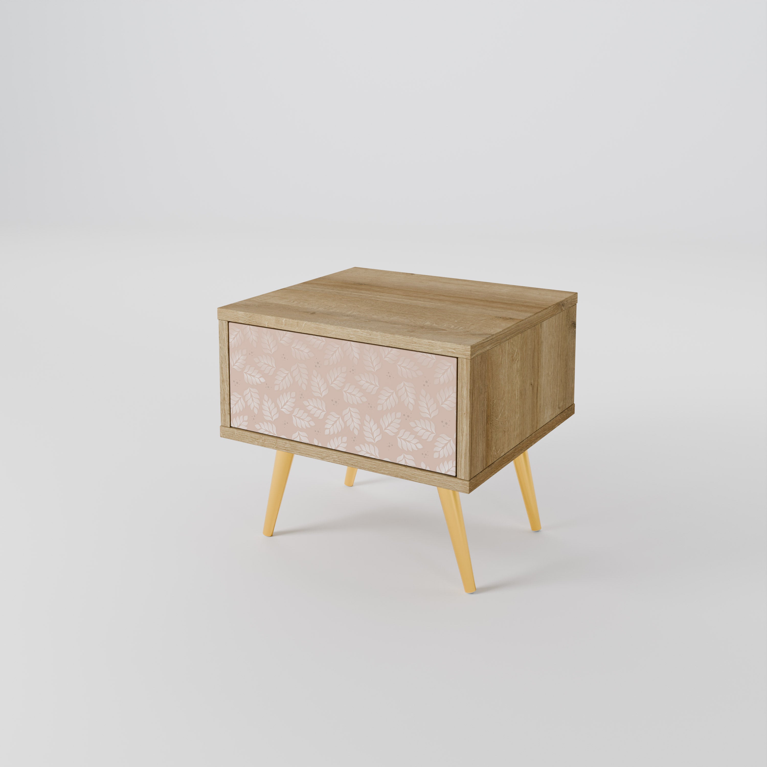 LÖV PÅ BEIGE Nattduksbord i Oak Effect