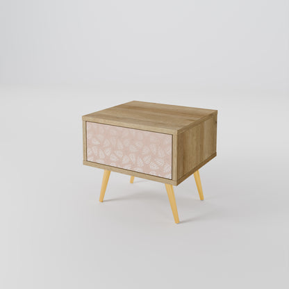 LEAVES ON BEIGE Nightstand in Oak Effect