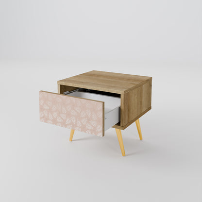 LEAVES ON BEIGE Nightstand in Oak Effect