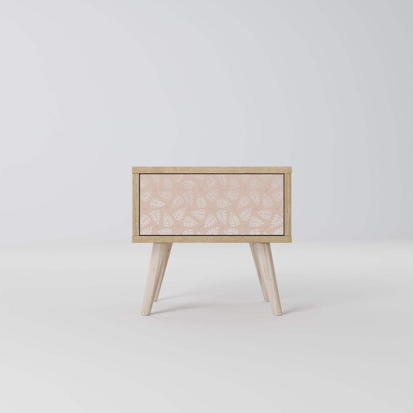 LEAVES ON BEIGE Nightstand in Oak Effect