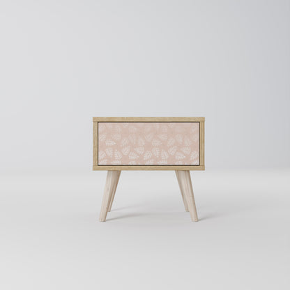 LEAVES ON BEIGE Nightstand in Oak Effect
