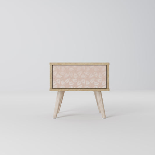 LEAVES ON BEIGE Nightstand in Oak Effect