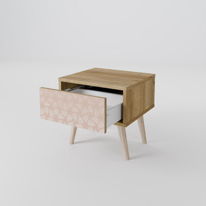 LEAVES ON BEIGE Nightstand in Oak Effect