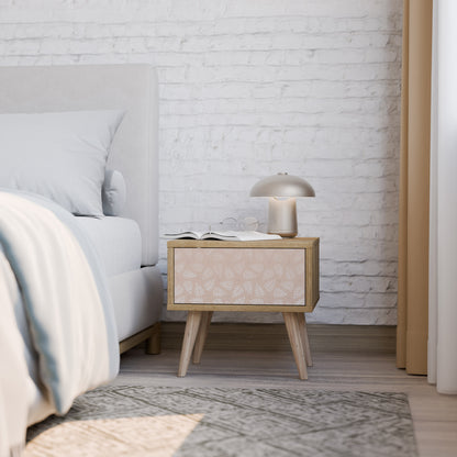 LEAVES ON BEIGE Nightstand in Oak Effect