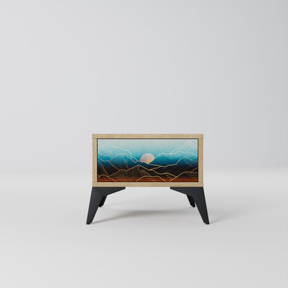 LUNAR SECRETS Nightstand in Oak Effect