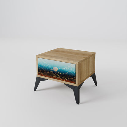 LUNAR SECRETS Nightstand in Oak Effect