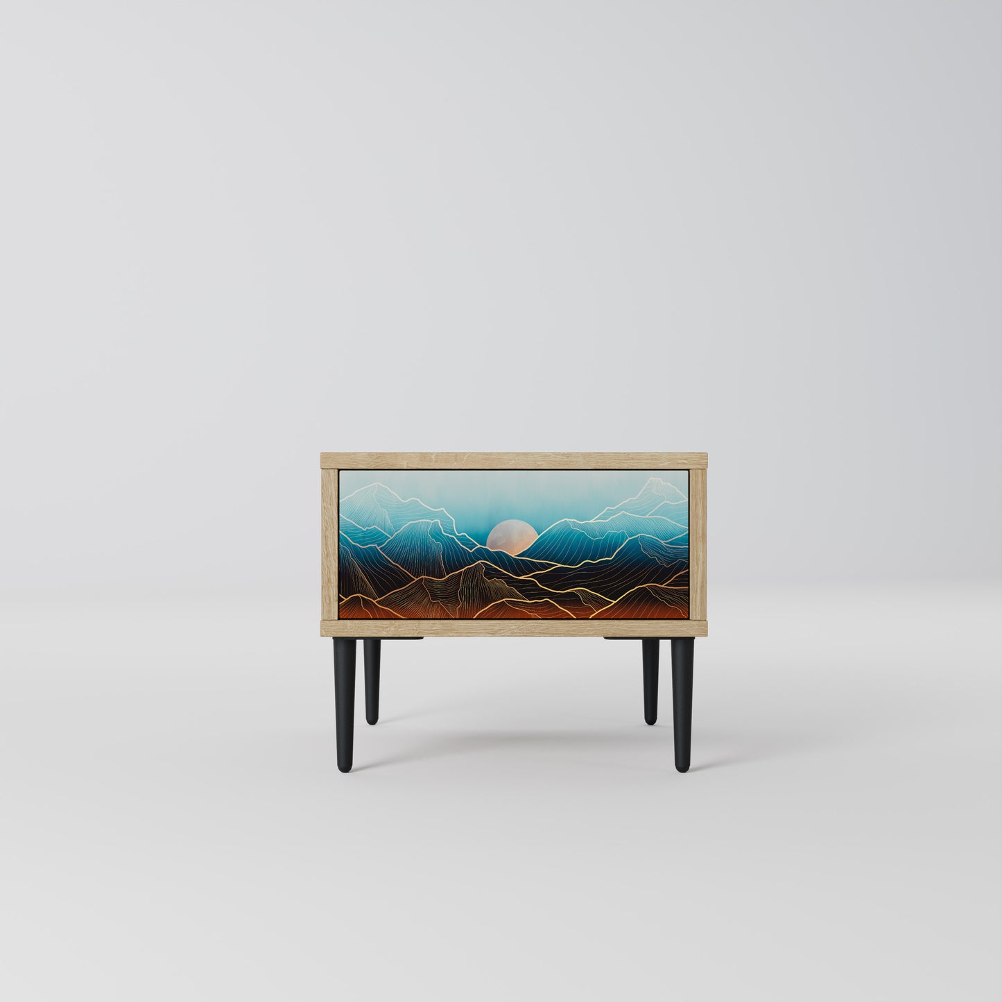 LUNAR SECRETS Nightstand in Oak Effect