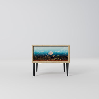 LUNAR SECRETS Nightstand in Oak Effect