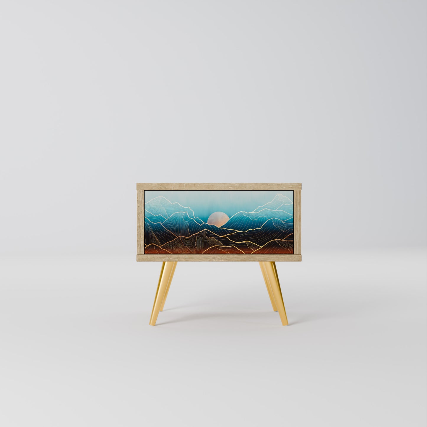 LUNAR SECRETS Nightstand in Oak Effect