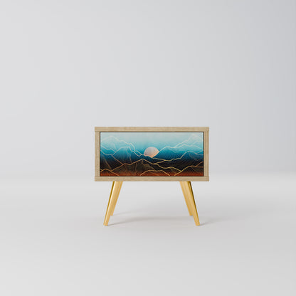 LUNAR SECRETS Nightstand in Oak Effect