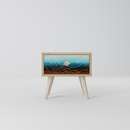 LUNAR SECRETS Nightstand in Oak Effect