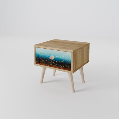 LUNAR SECRETS Nightstand in Oak Effect