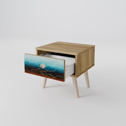 LUNAR SECRETS Nightstand in Oak Effect