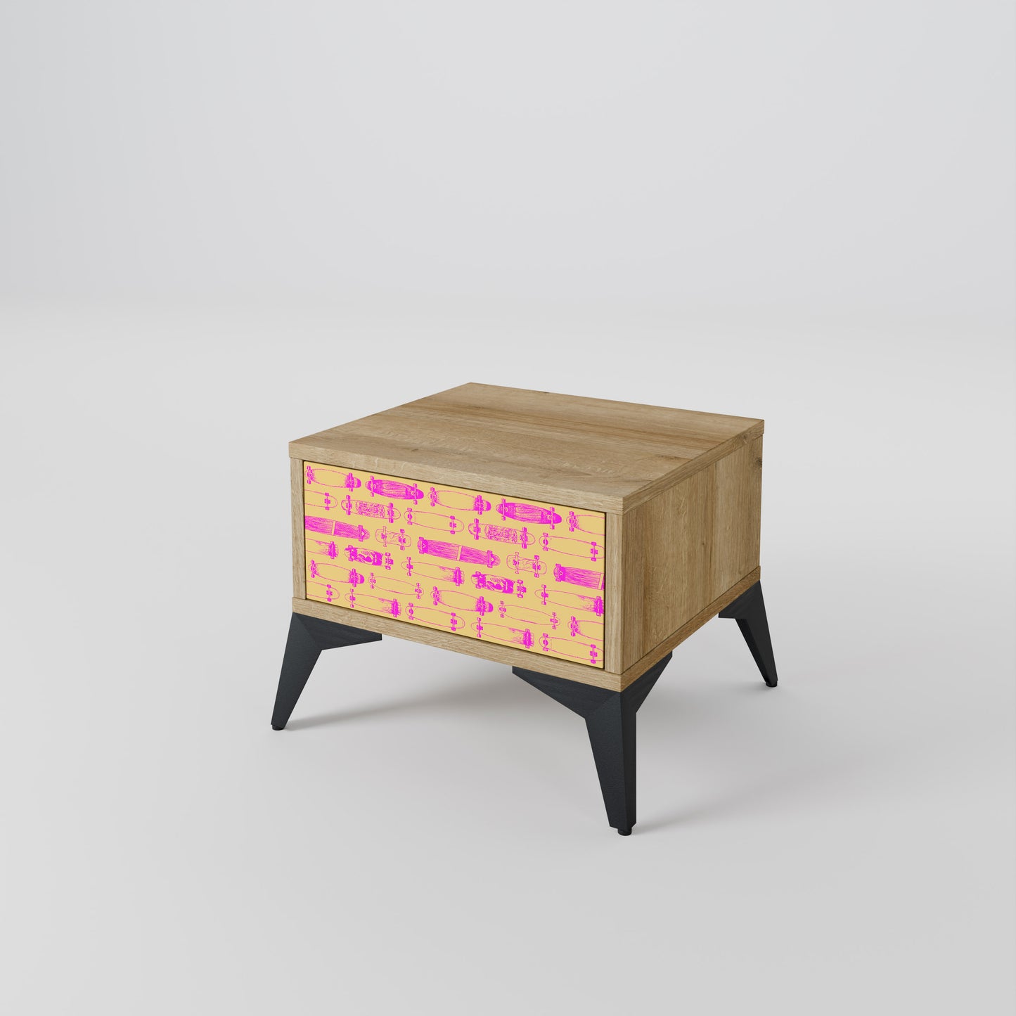 SKATEBOARD ARTISTRY Nattduksbord i Oak Effect
