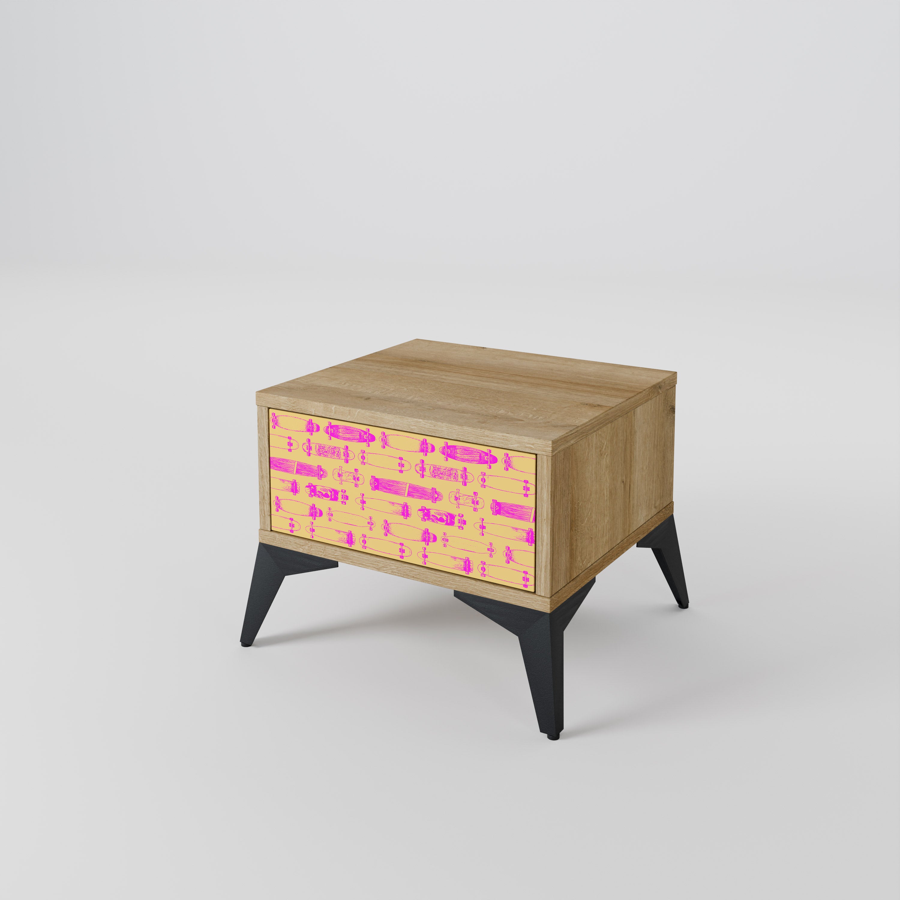 SKATEBOARD ARTISTRY Nattduksbord i Oak Effect