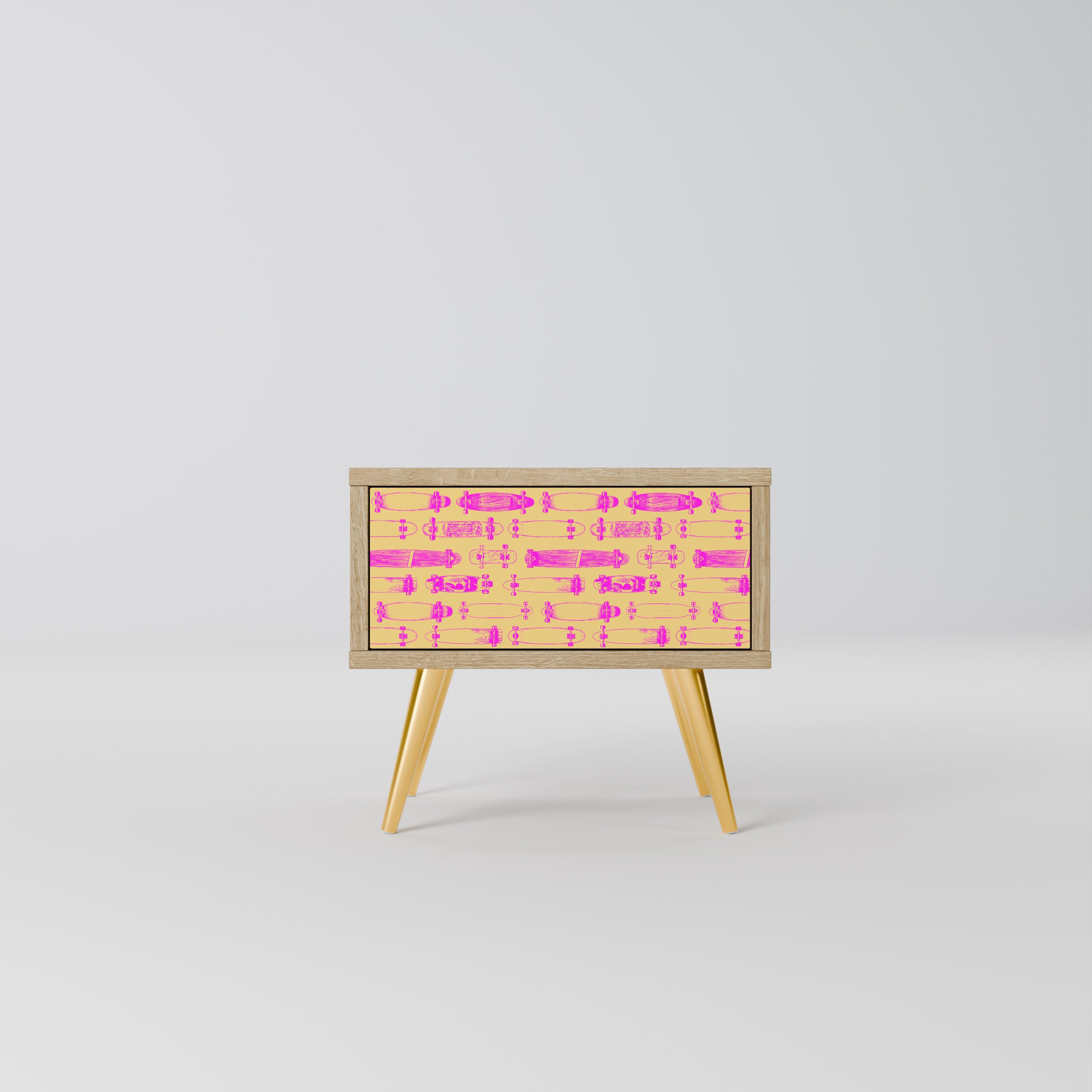 SKATEBOARD ARTISTRY Nattduksbord i Oak Effect