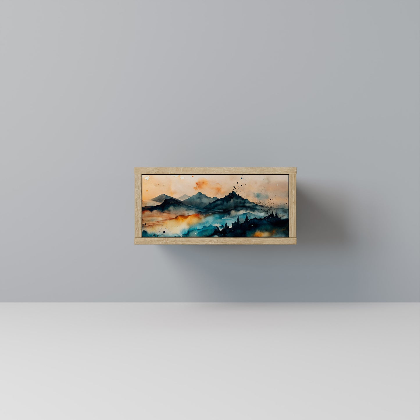 OMINOUS MOUNTAINS Nightstand in Oak Effect