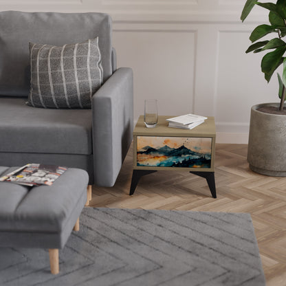 OMINOUS MOUNTAINS Nightstand in Oak Effect