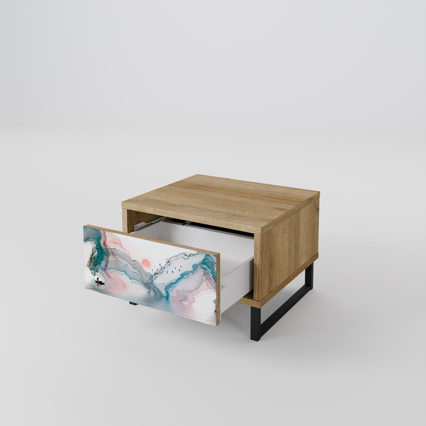 VELVET CROSSING Nightstand in Oak Effect