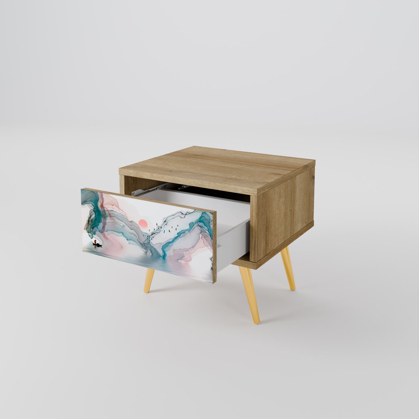 VELVET CROSSING Nightstand in Oak Effect