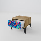 CACTUS VIBES Nightstand in Oak Effect