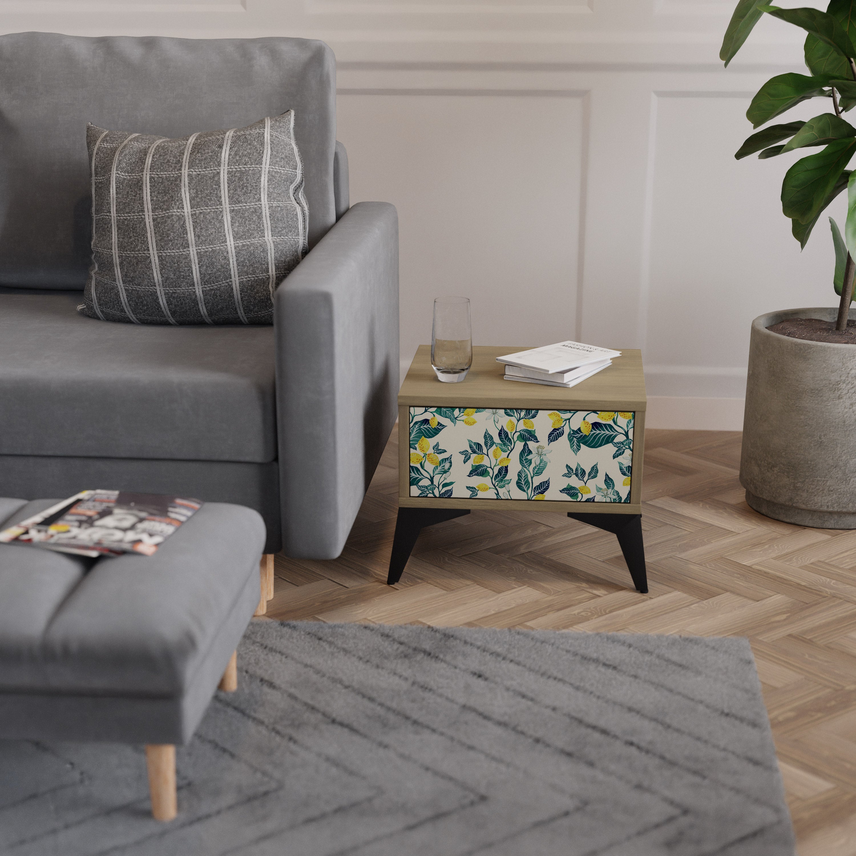 LEMON TREE Nattduksbord i Oak Effect