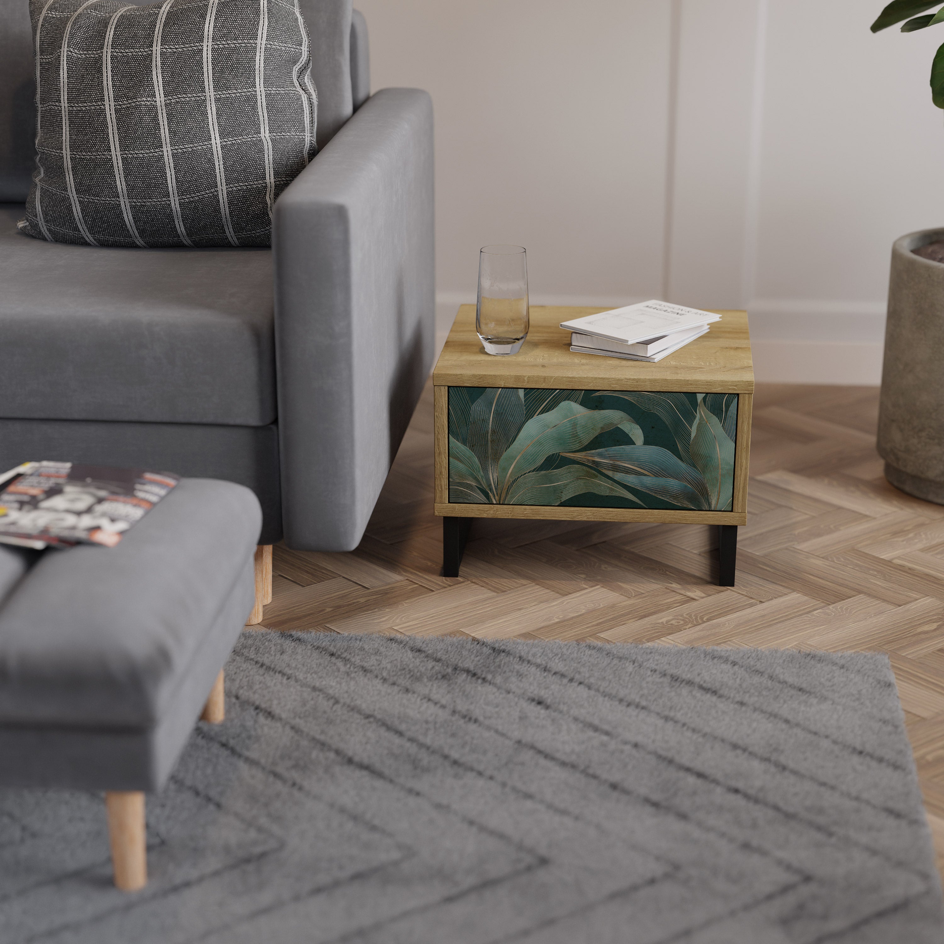 ROYAL GREEN Nattduksbord i Oak Effect