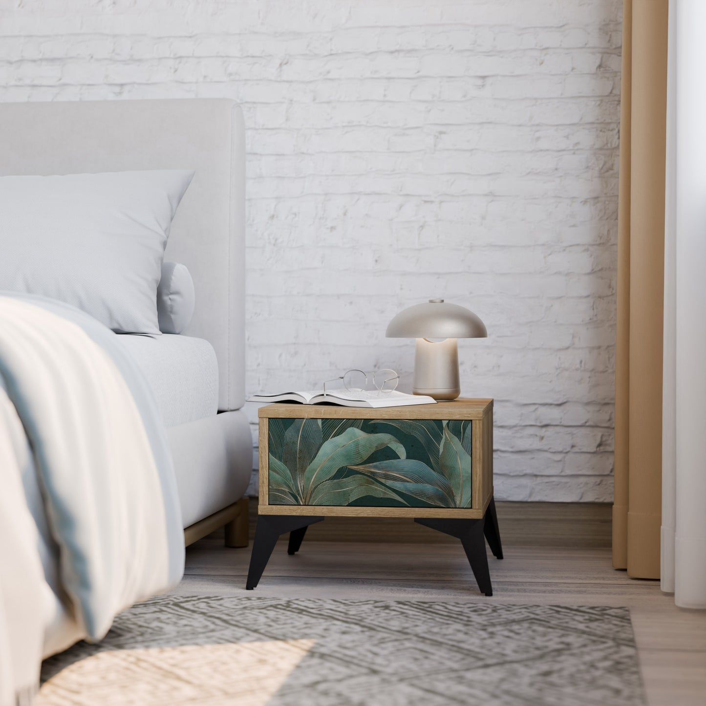 ROYAL GREEN Nightstand in Oak Effect