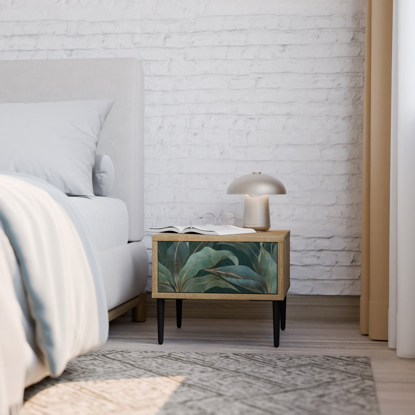 ROYAL GREEN Nightstand in Oak Effect