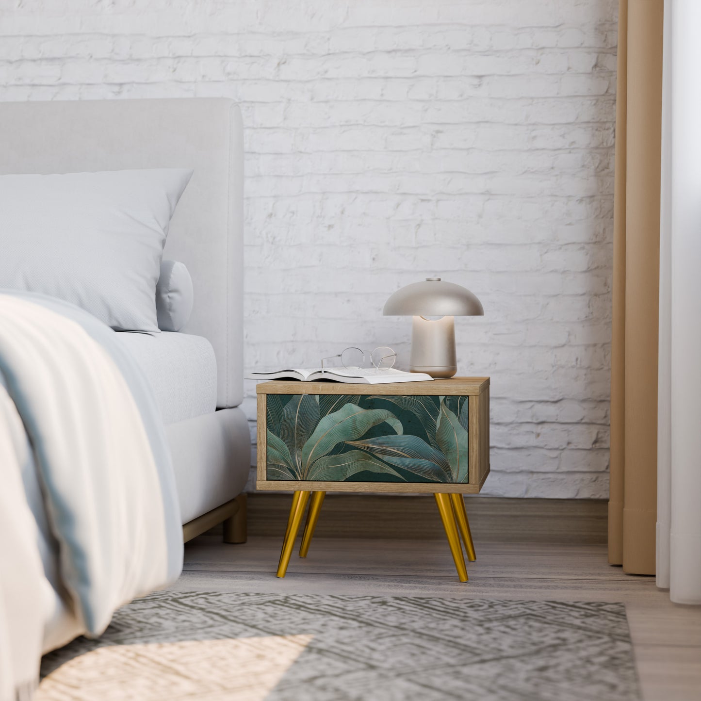 ROYAL GREEN Nightstand in Oak Effect