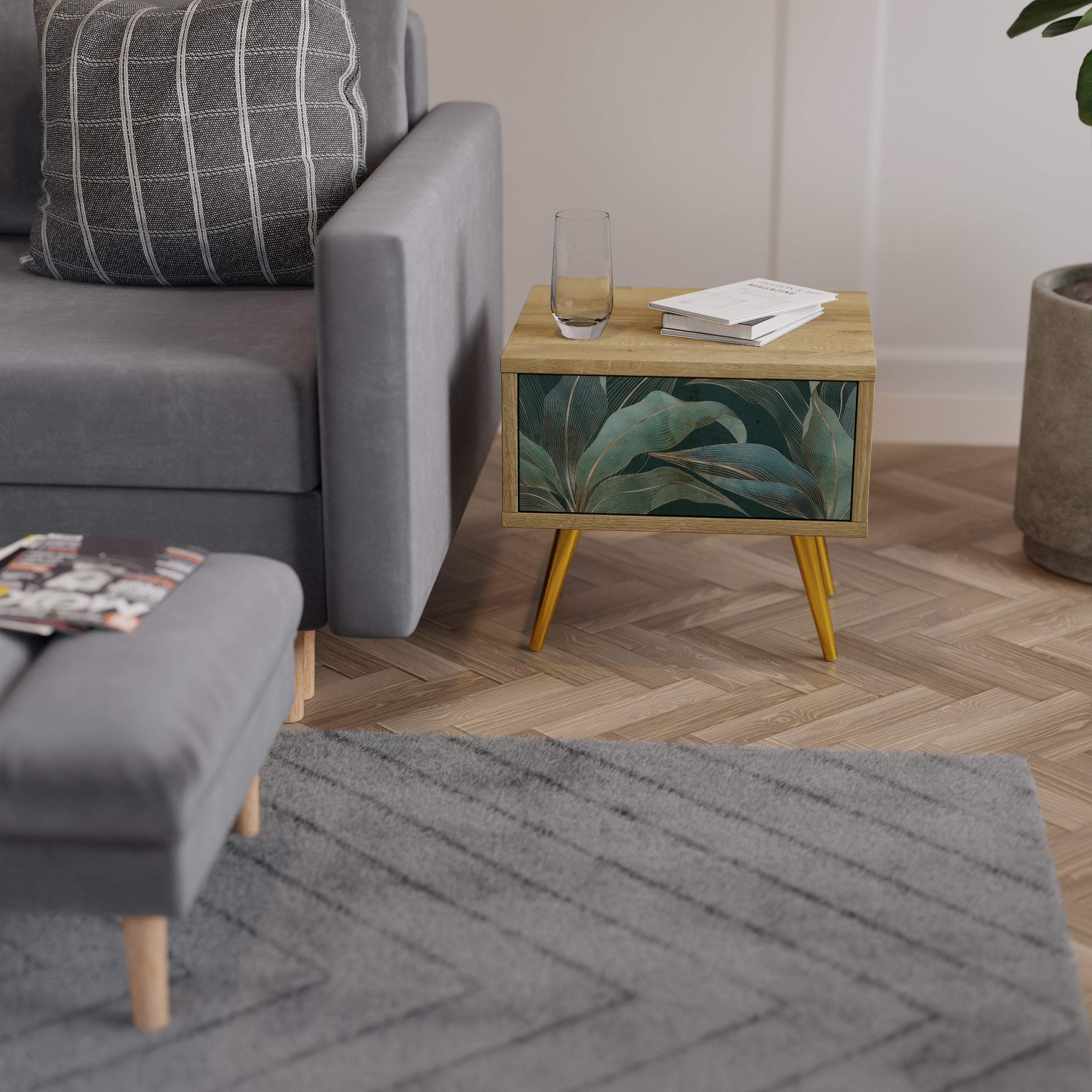 ROYAL GREEN Nattduksbord i Oak Effect
