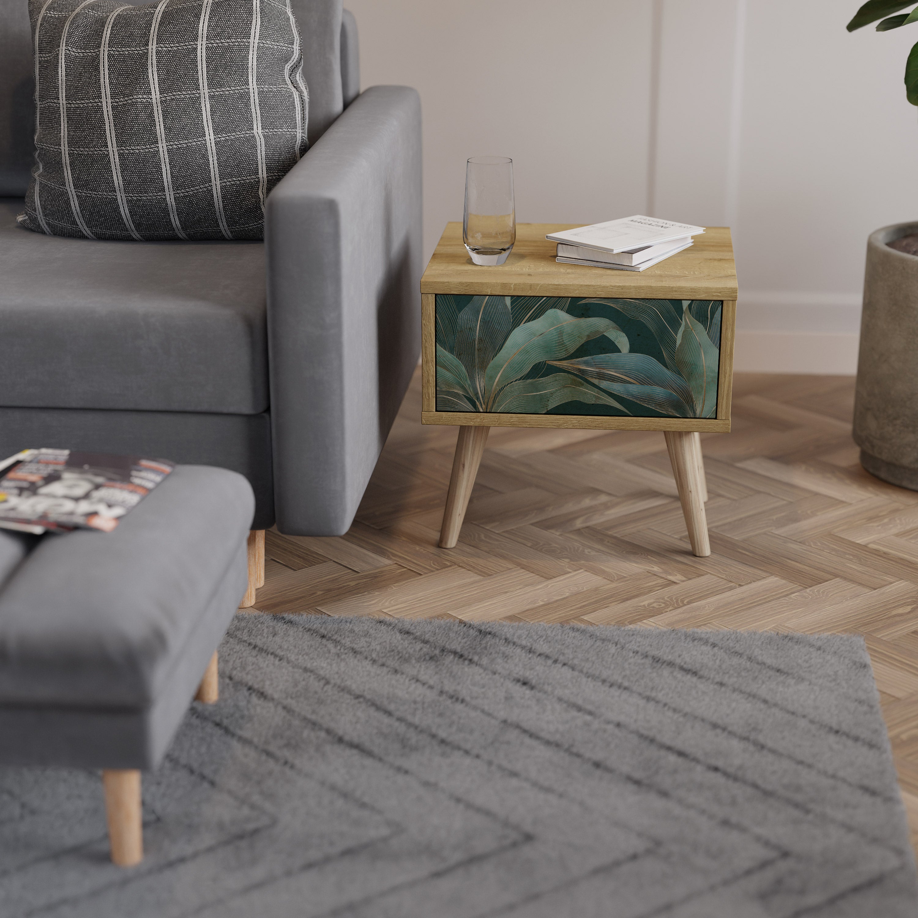 ROYAL GREEN Nattduksbord i Oak Effect