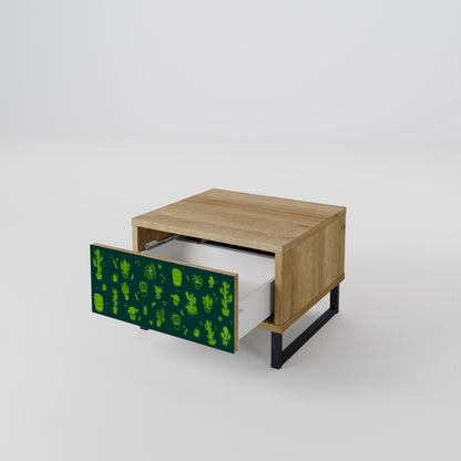 DESERT GREEN Nightstand in Oak Effect
