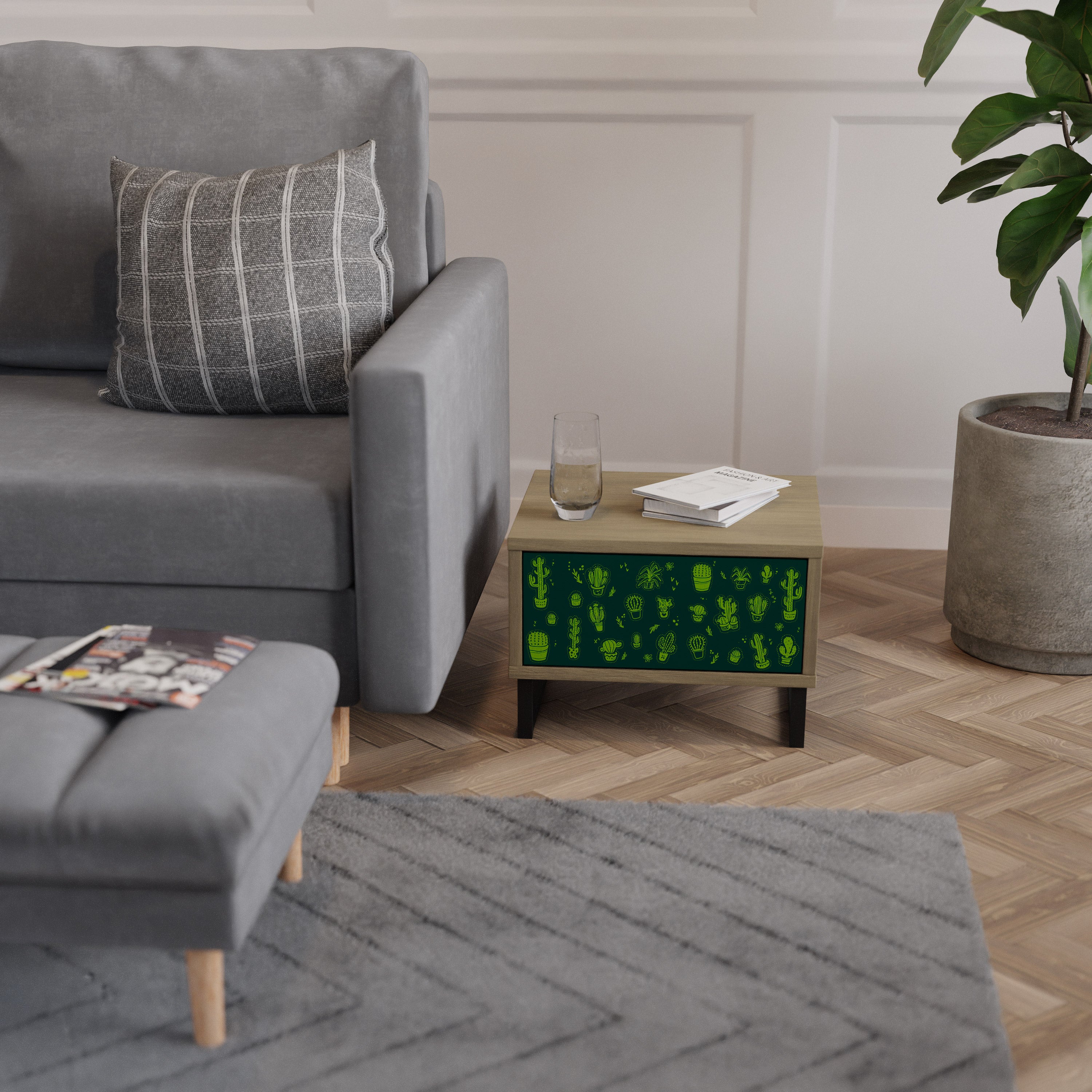 DESERT GREEN Nattduksbord i Oak Effect