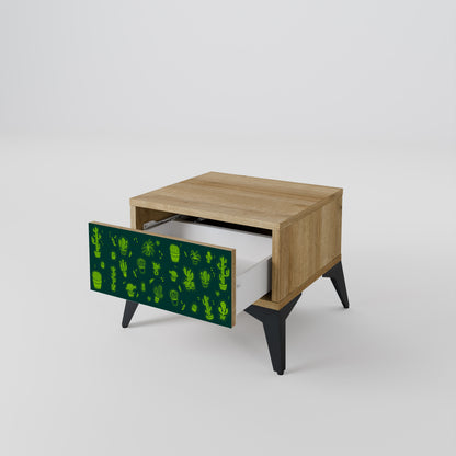 DESERT GREEN Nightstand in Oak Effect