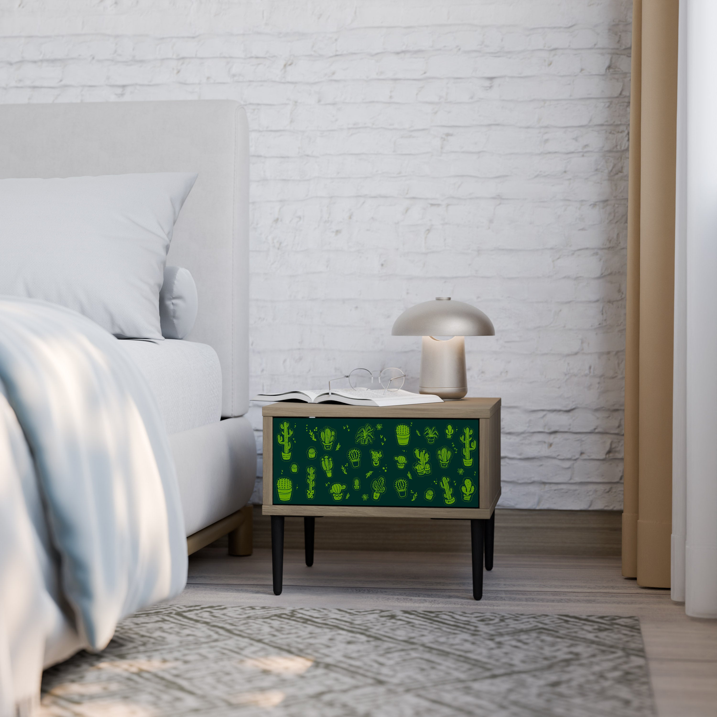 DESERT GREEN Nattduksbord i Oak Effect