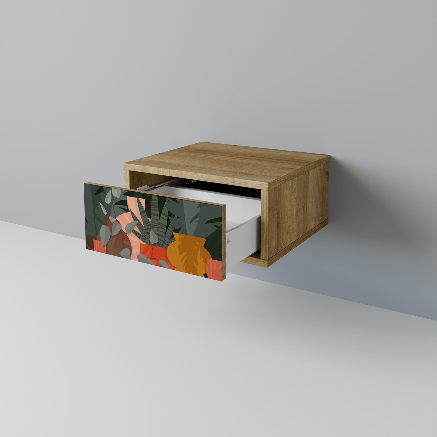 TROPICAL COMPOSITION Nightstand in Oak Effect