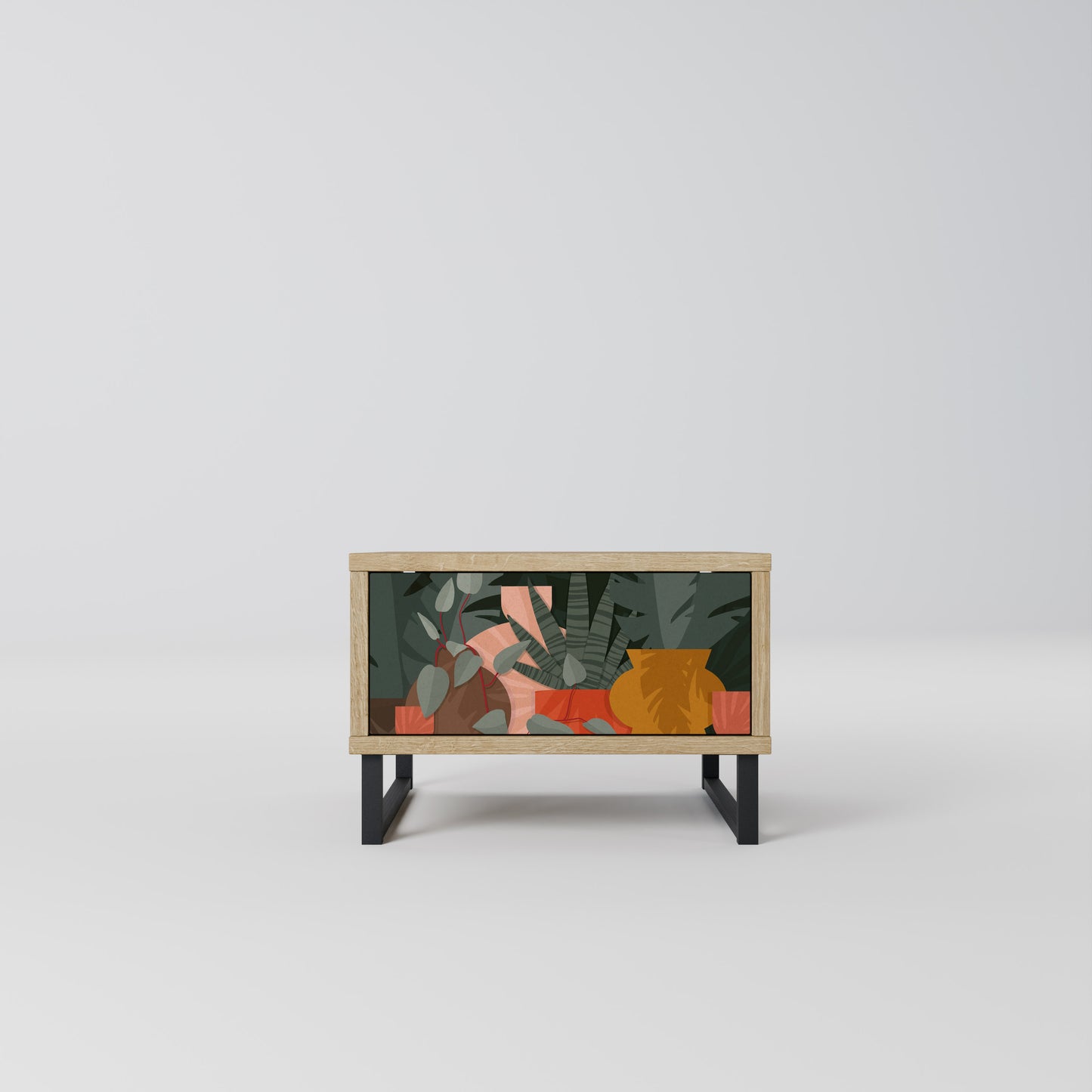 TROPICAL COMPOSITION Nightstand in Oak Effect