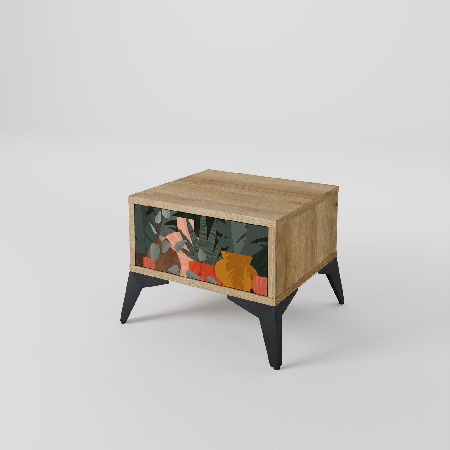 TROPICAL COMPOSITION Nightstand in Oak Effect