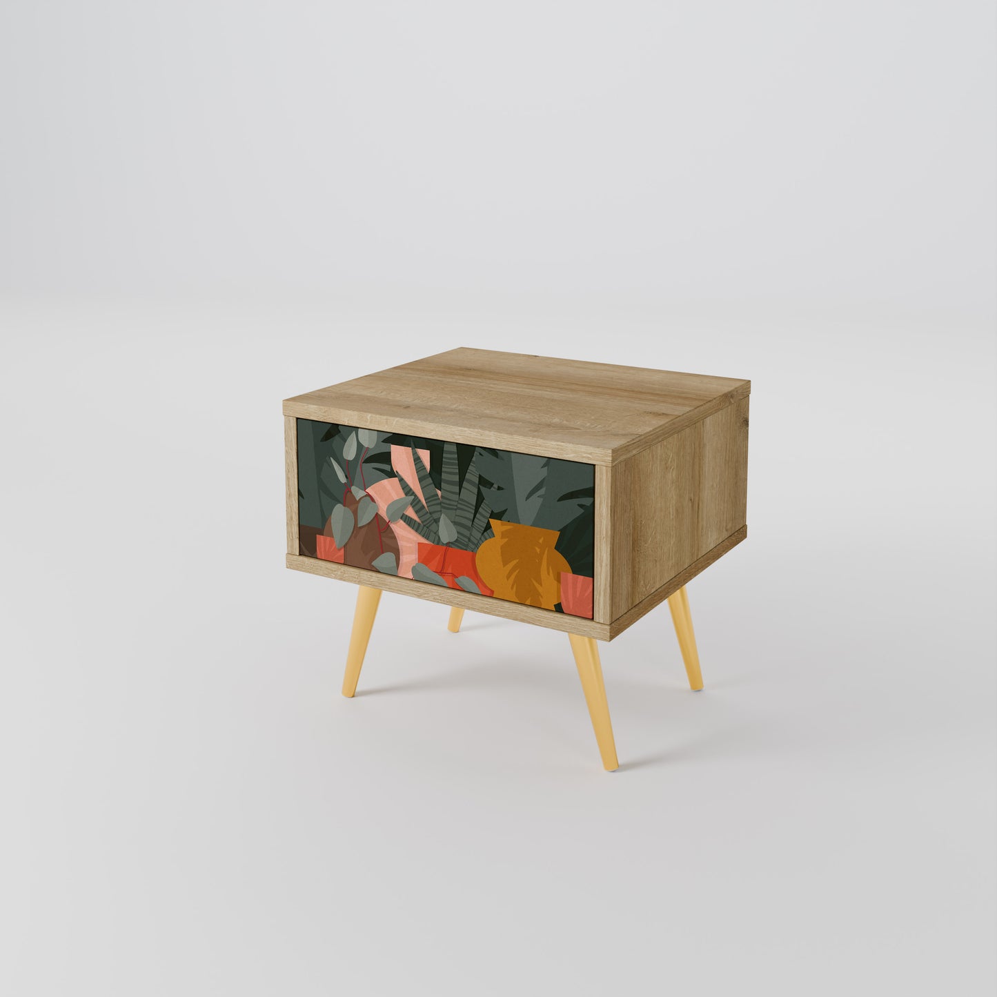 TROPICAL COMPOSITION Nightstand in Oak Effect