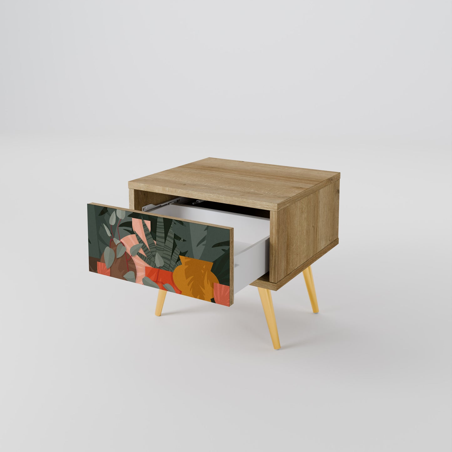 TROPICAL COMPOSITION Nightstand in Oak Effect
