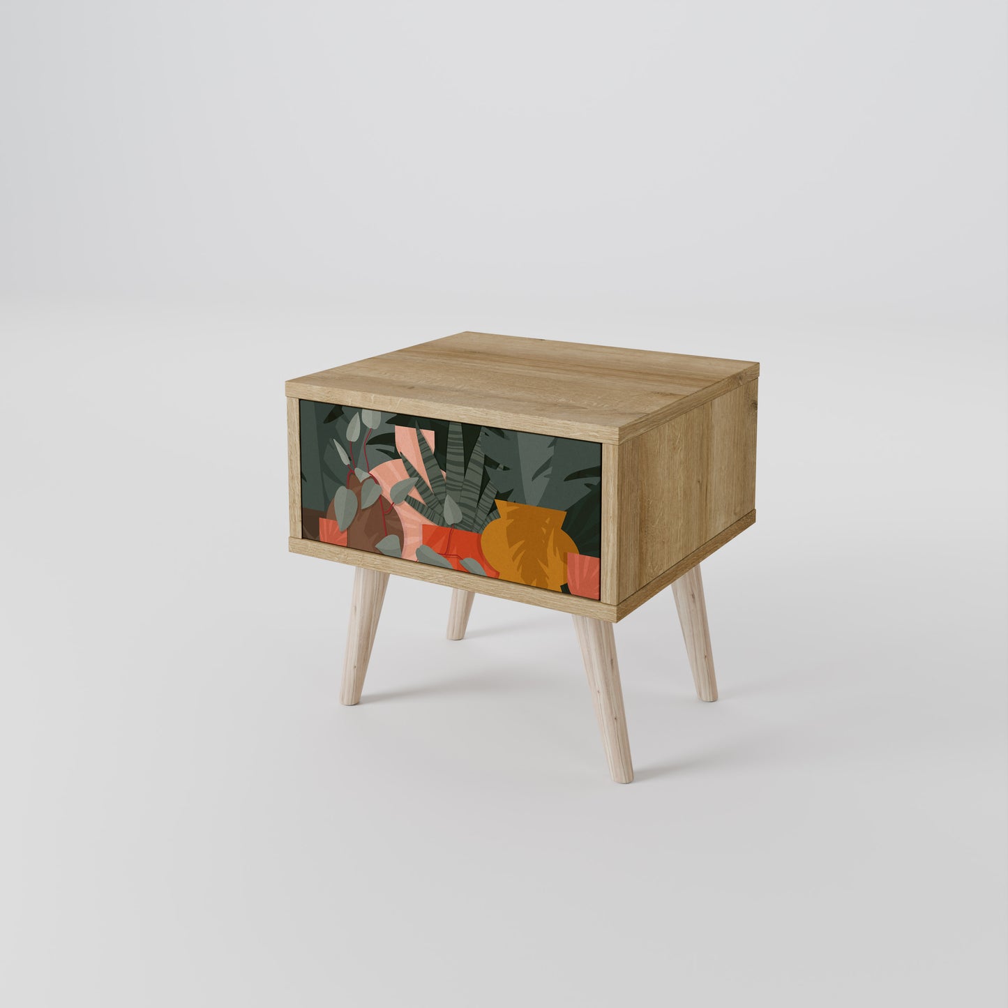 TROPICAL COMPOSITION Nightstand in Oak Effect