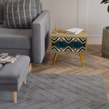 KONSTNÄRLIG GEOMETRI Nattduksbord i ekeffekt