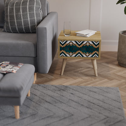 KONSTNÄRLIG GEOMETRI Nattduksbord i ekeffekt